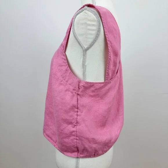 SOLD* Madewell Irene 100% Linen Cross Back Sleeveless Crop Top Pink - Picture 4 of 9